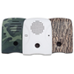 Dog Silencer's lineup of faceplates – tree-bark, camouflage, and matte-white (great for painting!)